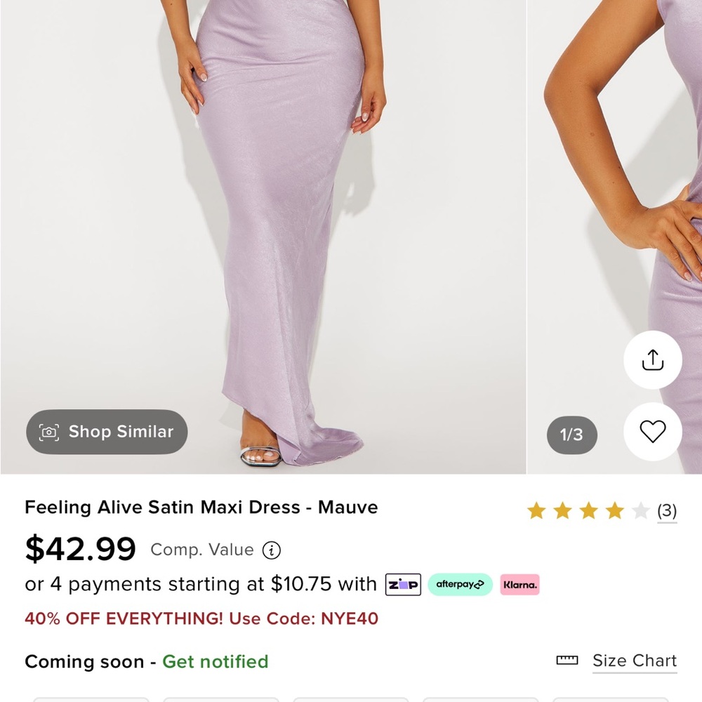 Fashion Nova Mauve Satin Maxi Dress